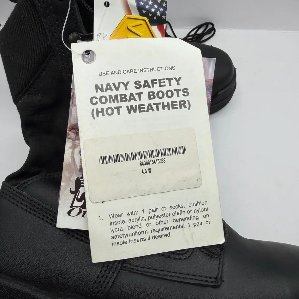 Rocky 6129 Navy Boots 4.5W Unisex Steel Toe Made in USA Vibram Sole NEW WITH TAG
